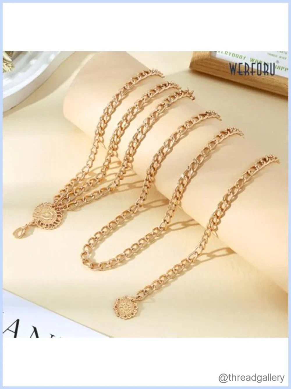 Metal Waist Chain Belt Multilayer Western Style for Dress